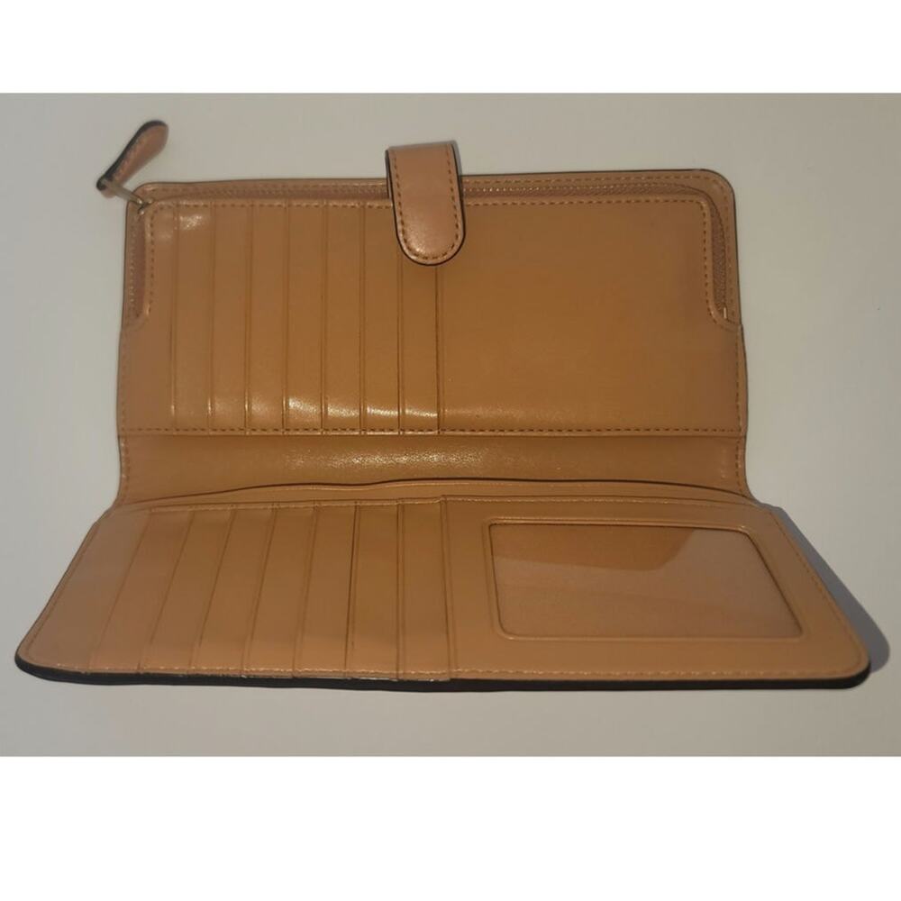 Coach Smooth Leather Essential New York Leather Slim Accordion Zip Wallet Camel - Picture 2 of 6